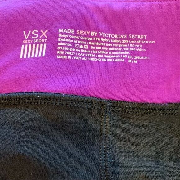 VSX Sexy Sport Black Cropped Leggings Purple Trim - Picture 7 of 7